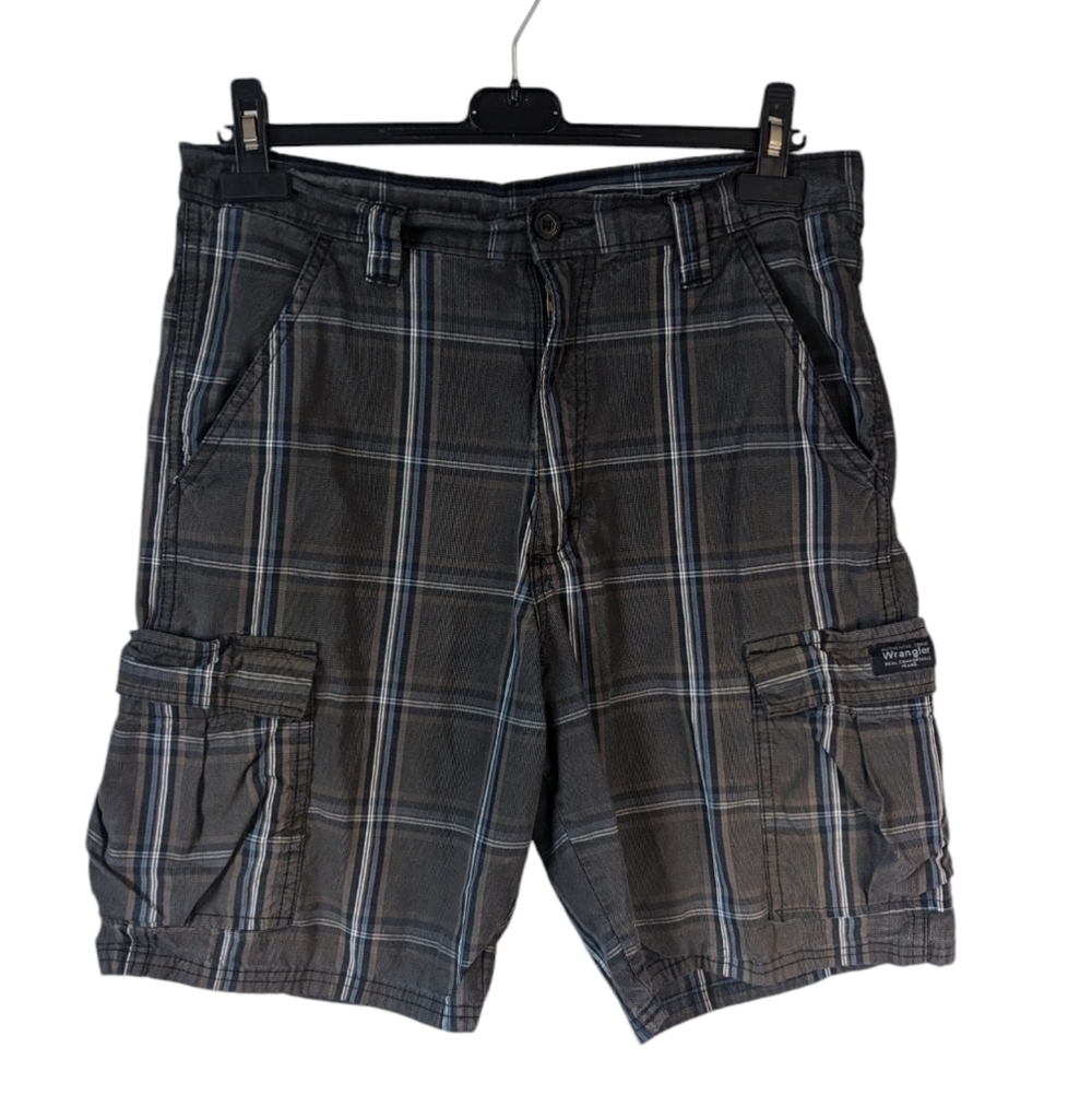 Wrangler cargo plaid jean shorts mens size 32
